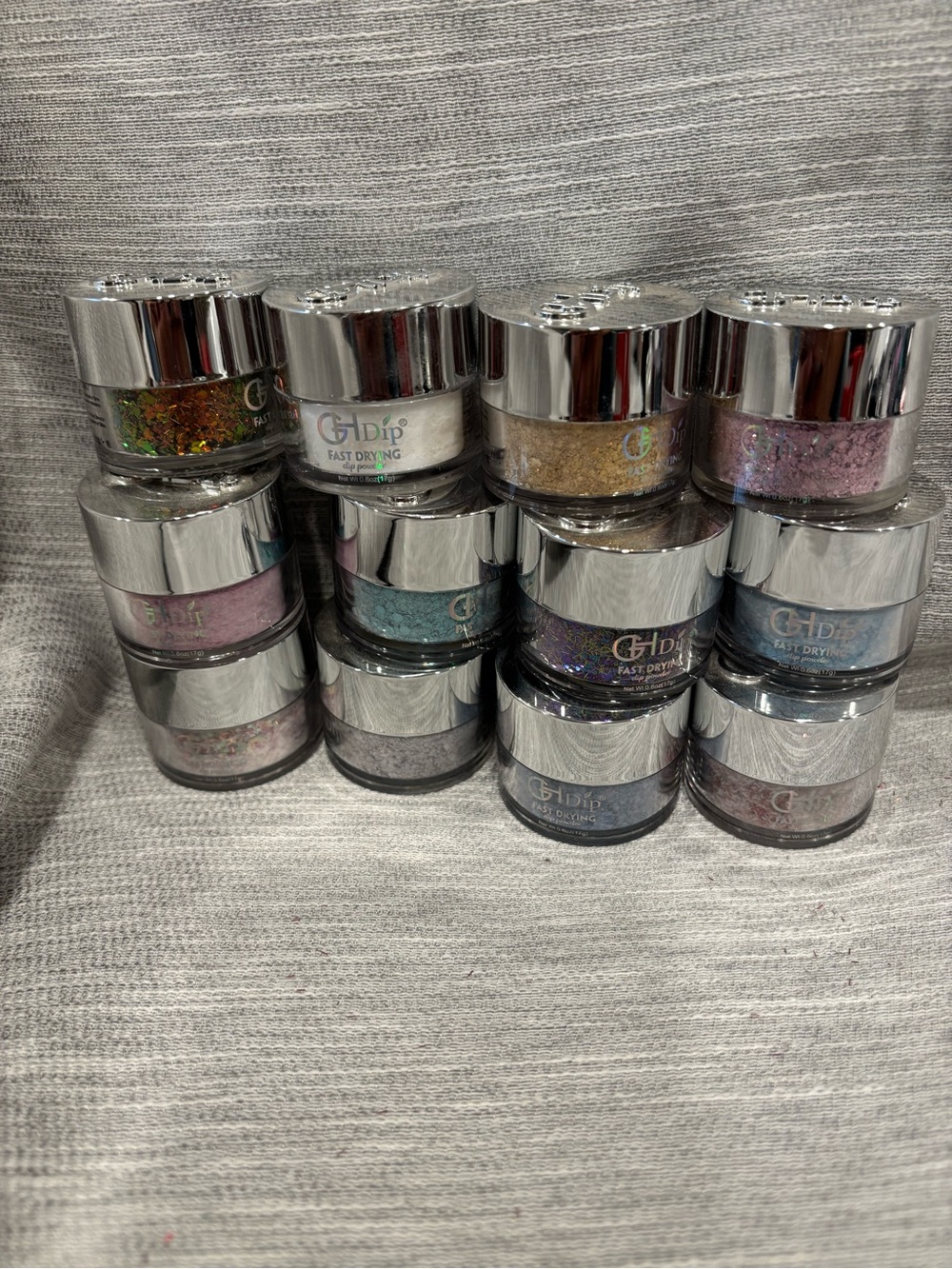 dip Glitter Pigment Set - Pink, Purple, Gold, Blue, Green, Silver